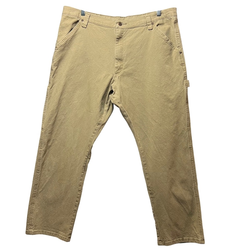Wrangler Carpenter Pants 40x30 Work Utility Khaki Relaxed Fit Cotton Blend